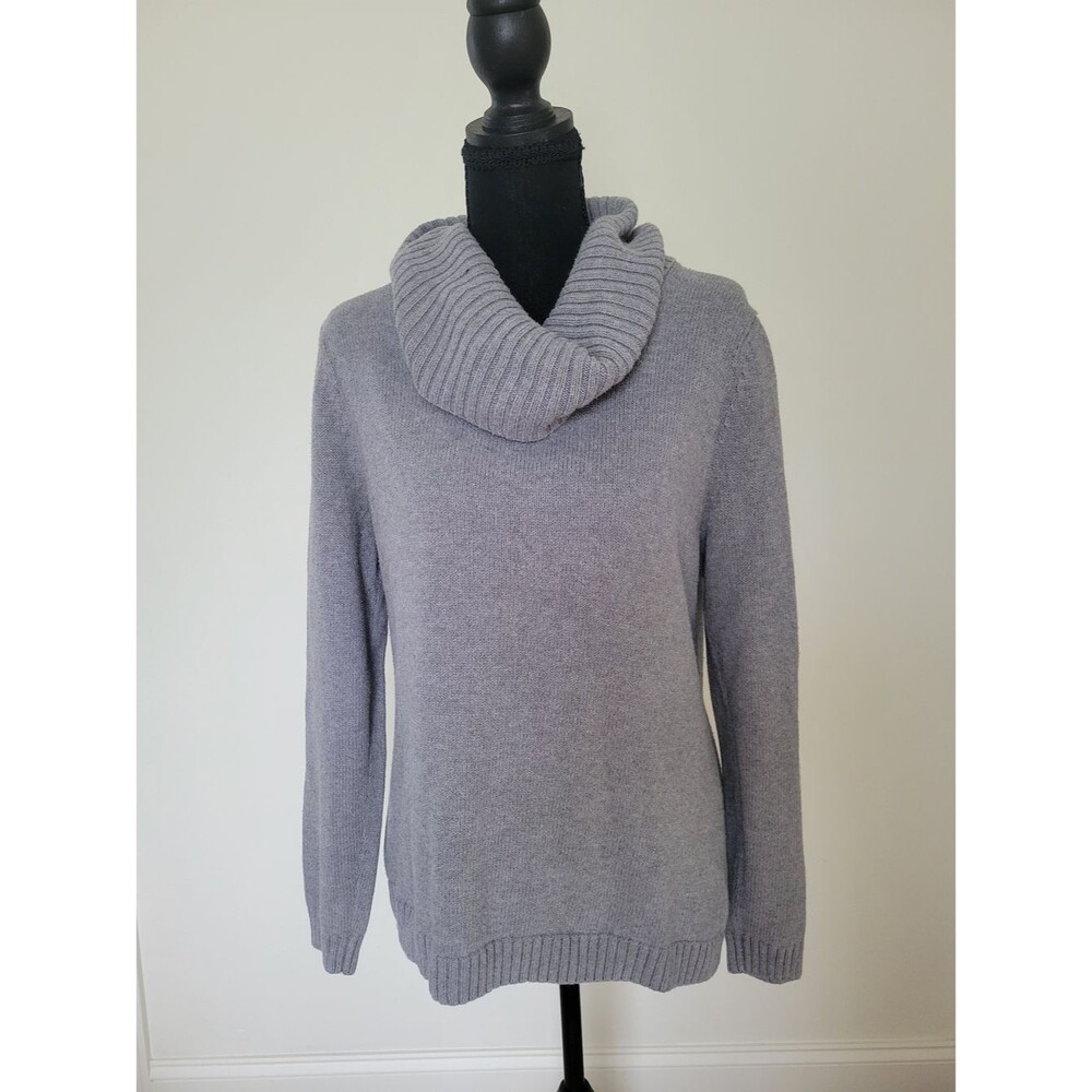PRIA Grey Sweater Cowl Neck Knit Buttermom Granola Size L